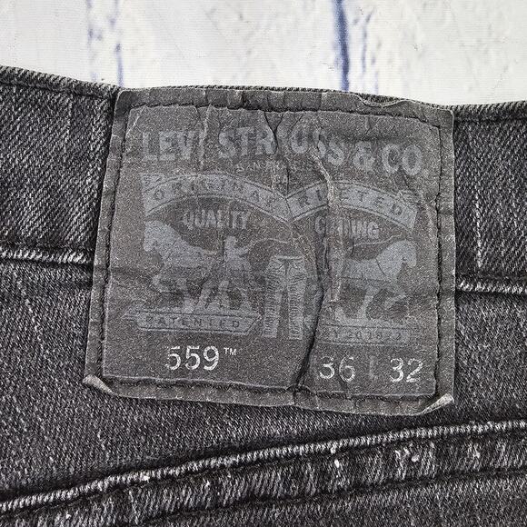 Levis 559 MENS SIZE 36X29 Jeans Black Relaxed Straight Leg Denim - Picture 10 of 14